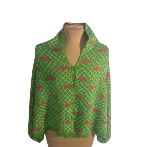 Top it Off Seahorse Pink and Green Cape One Size - Picture 1 of 4
